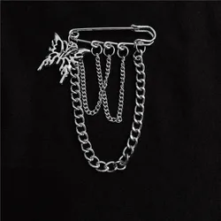 Creative Butterfly Cross Double Chain Brooch for Men and Women's Program Theme Party Clothing Jewelry Accessories Fashion Pins