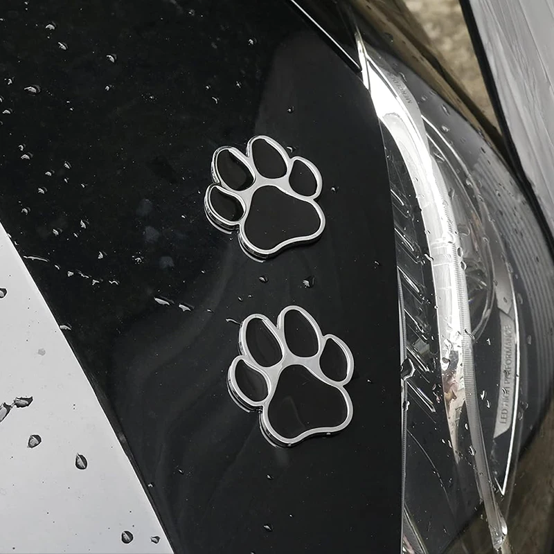 6.5x6cm Black 3D Chrome Dog Paw Footprint Metal Sticker Paw Print Car Decal for Auto Motorcycle