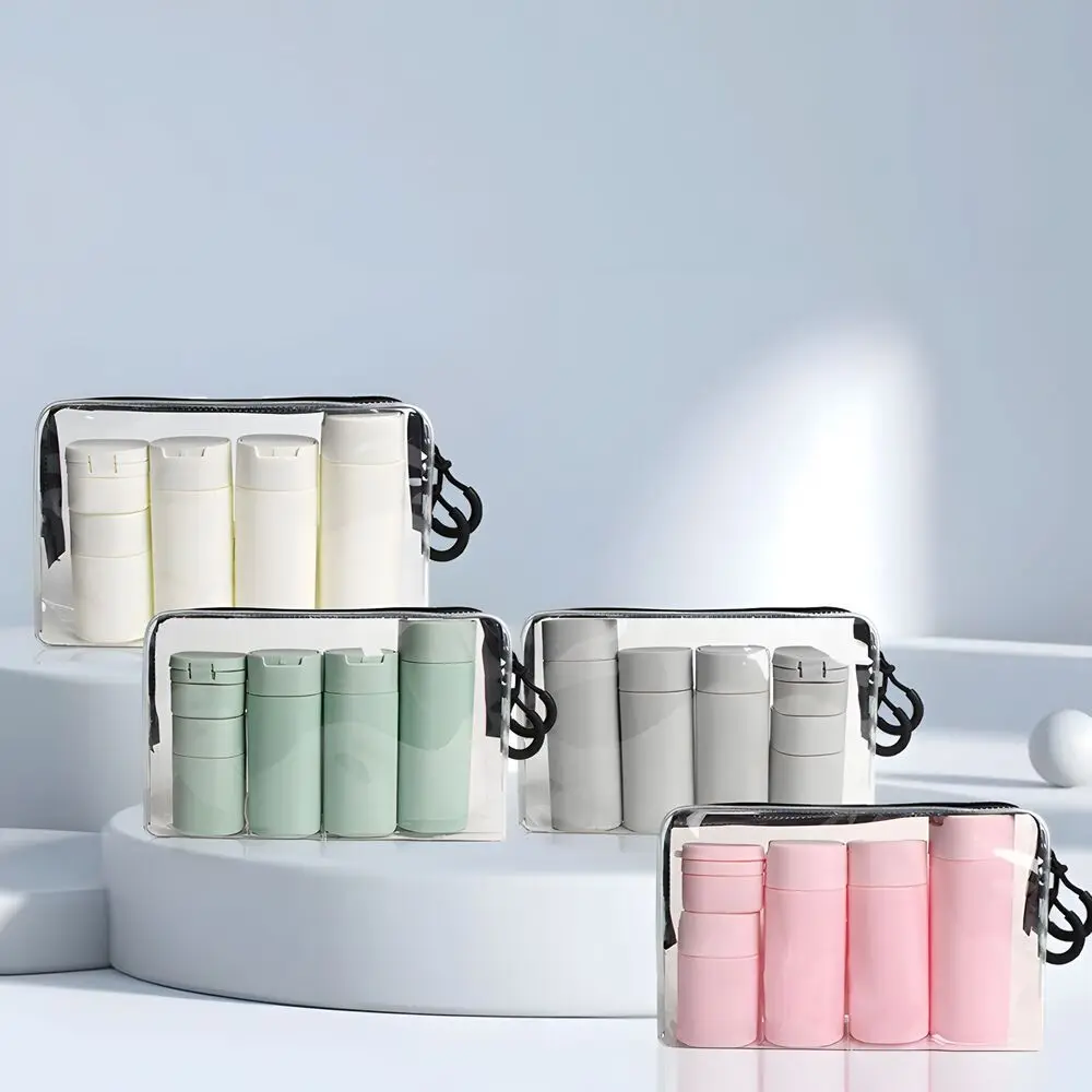5Pcs Cream Dispenser Set Refillable Bottles Toiletry Containers Set, TSA Approved Leakproof Travel Essentials Cosmetic Organizer