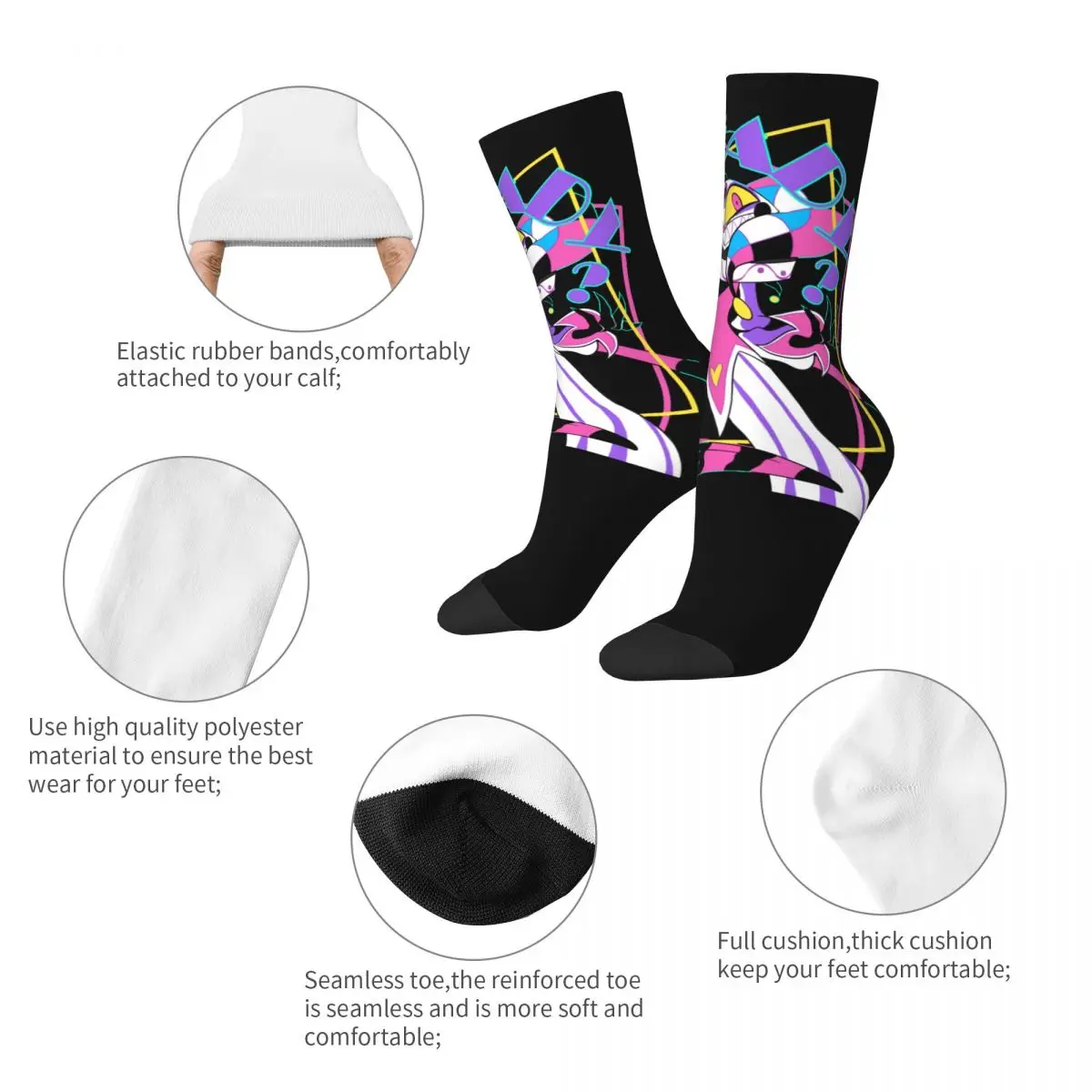 Autumn Winter Hip-hop Women Men Ready For A Good Time Premium Socks Helluva Boss Anime Non-slip Basketball Socks