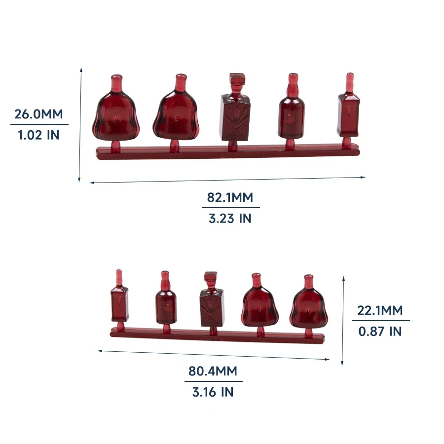 2 مجموعات مصغرة الأحمر الكرمة زجاجة نموذج اللعب Diy بها بنفسك نموذج صنع/دمية الديكور عرض/ديكور المنزل/ديوراما