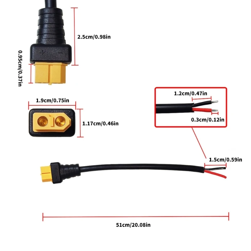 B2EF XT60 อัพเกรดตัวต่อหญิงส่วนต่อขยายตัวเชื่อมต่ออะแดปเตอร์เครื่องเชื่อมต่อหญิงสำหรับยานพาหนะไฟฟ้าแผงโซลาร์เซลล์