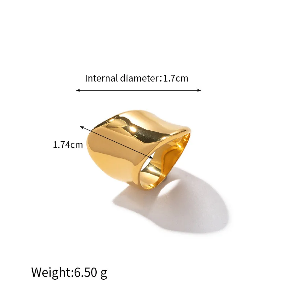 الفولاذ المقاوم للصدأ PVD 18K مطلية بالذهب تشويه مقاوم للماء الجغرافية غير النظامية خواتم واسعة للمرأة المجوهرات بالجملة العصرية