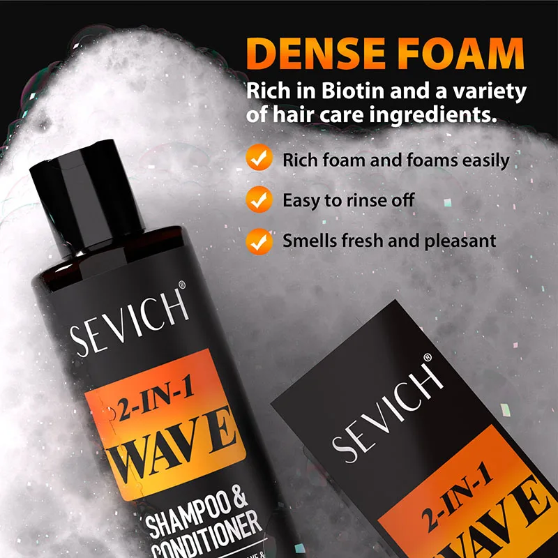 SEVICH 2 IN 1 Wave แชมพูไบโอตินชุ่มชื่นทําความสะอาดช่วยเพิ่ม Wave เสริมสร้าง Hair Shine Shine สําหรับชาย Conditioner 200ml