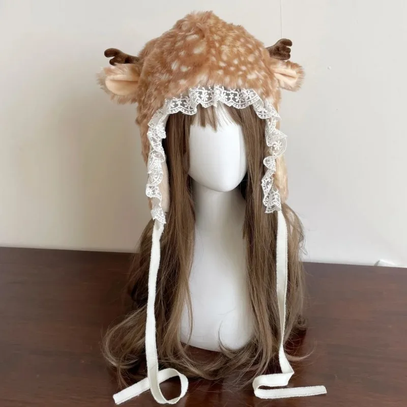 Warm and Cute Forest Style Deer Plush Gloves Fur Bomb Hats Christmas Socks Christmas Deer Hats Plush Reindeer Thick Leg Guards