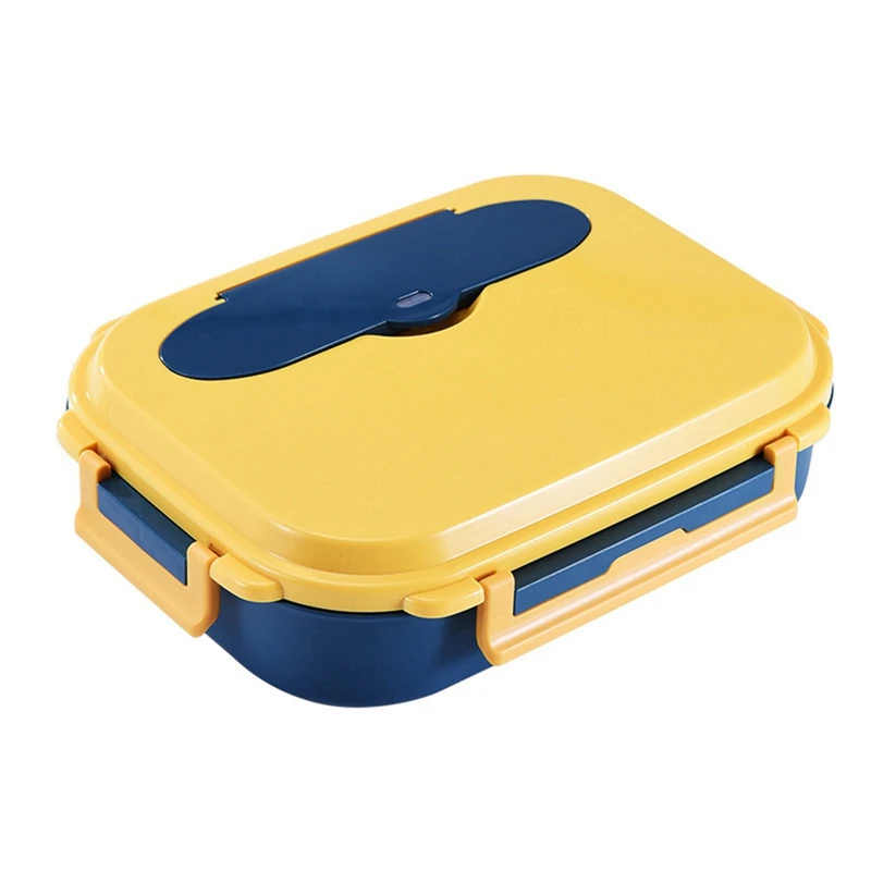 1Set Children Food Storage Insulated Lunch Container Box Breakfast Bento Case With Soup Cup Breakfast Bento Case Yellow