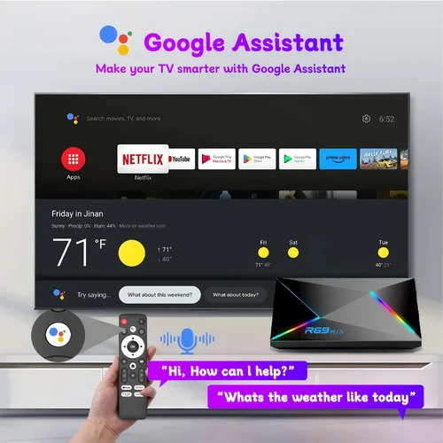 Imagen 2 del producto Nuevo Android 14,0 R69PLUS WIFI 6 Bluetooth 5,0 Allwinner H728 octa-core ARM Cortex A55 TV Box Control de voz HD 8K decodificador