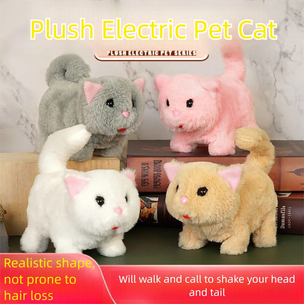 Funny Simulated Robot Kitten Makes You Happy Interactive Kitten Toy Wagging Walking Electric Cat Toy For Kids Birthday Gift