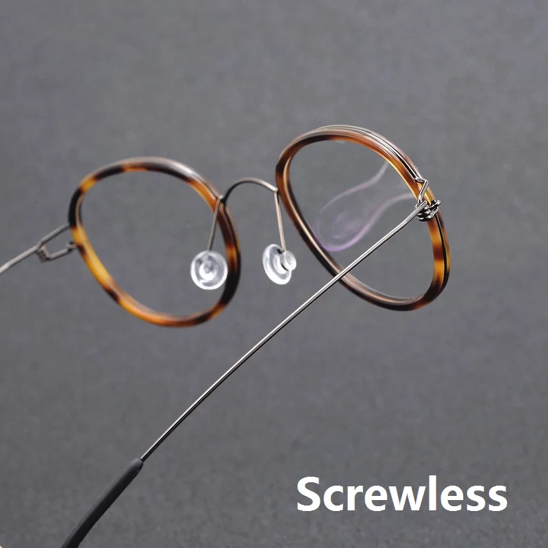 Denmark Designer Titanium Glasses Frame Men Women Screwless Ultralight Eyewear Oval Round Optical Eyeglasses Handmade Small Face image 2