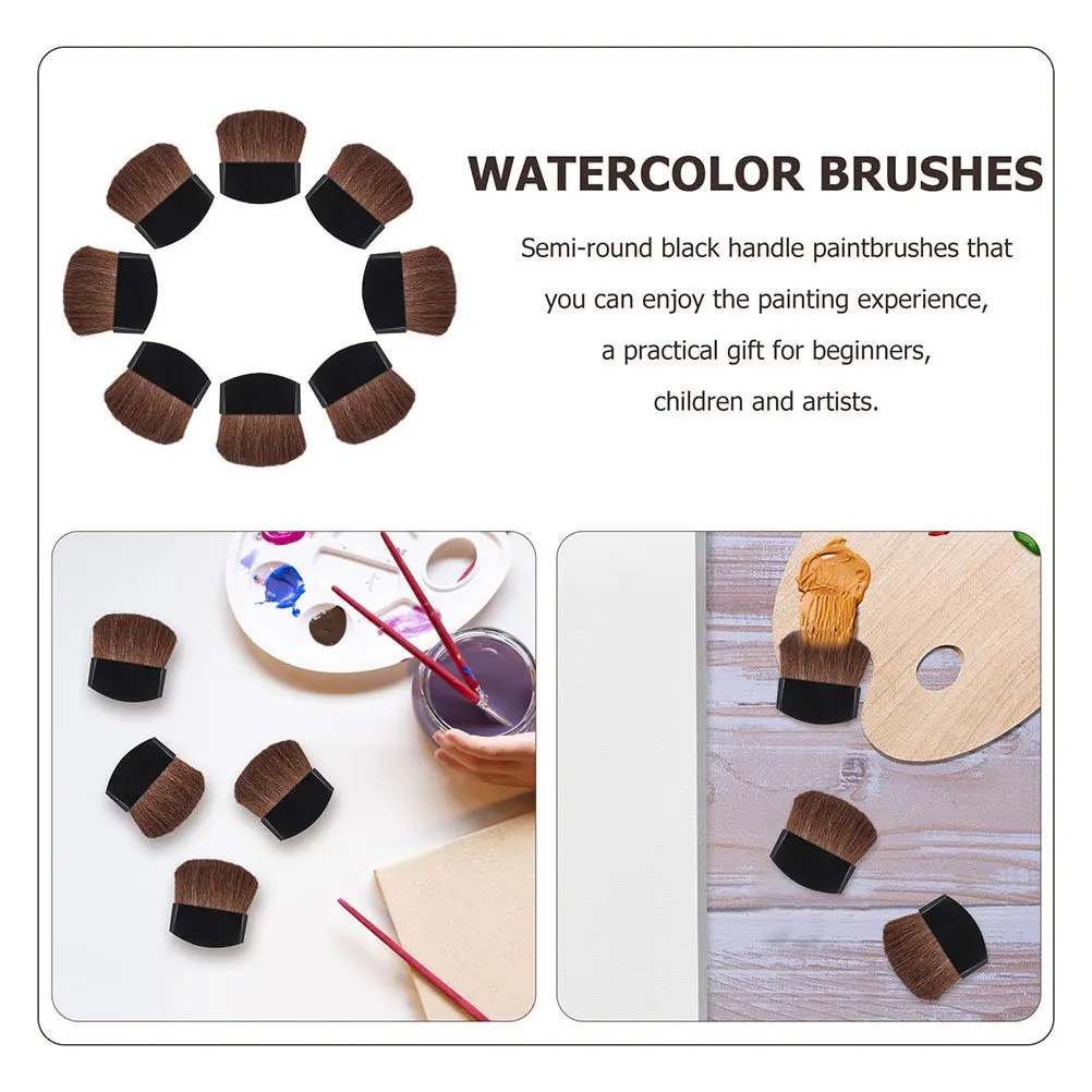 10Pcs Painting Brushes Wooden Handle Watercolor Oil Paintbrushes Drawing Tools for Beginners Women Students Teachers