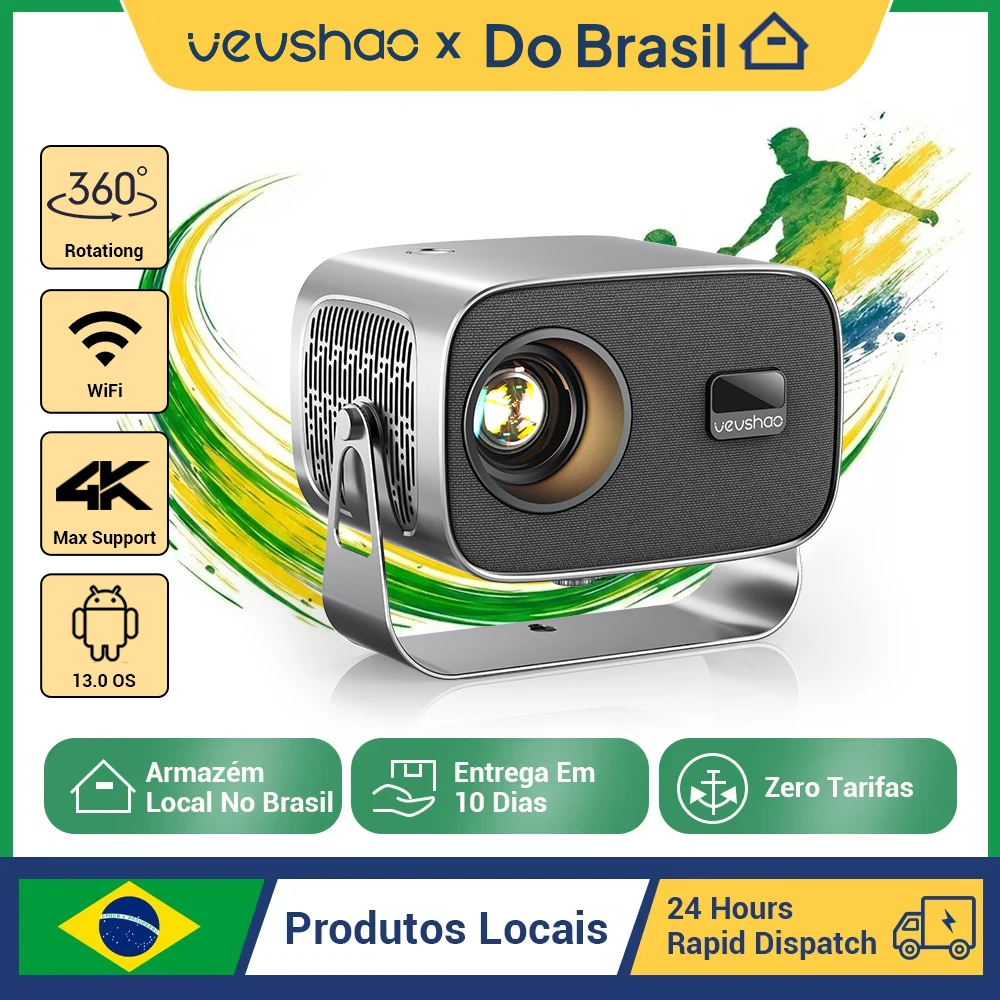 Projetor Vevshao A12 350ANSI Airpin Miracast com Foco Elétrico, Android 13.0, Du - imagem 1