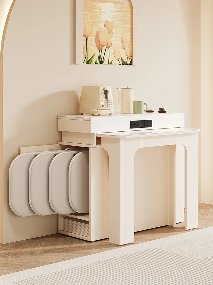 Cream Wind Island Platform Slate Dining Table Household 2025 New Modern Simple Small Apartment Living Room Telescopic
