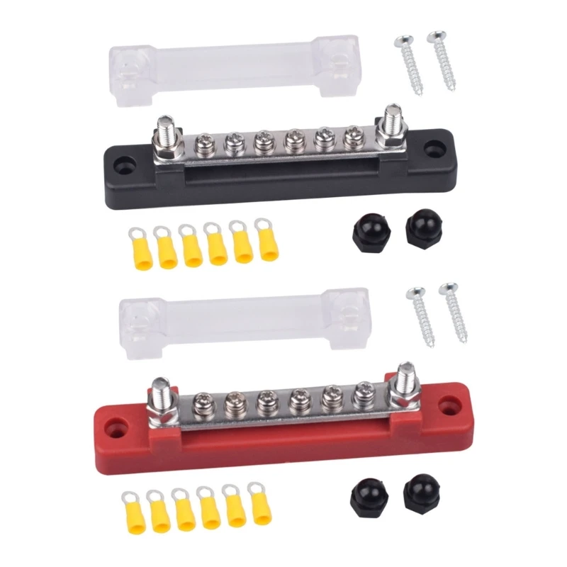 Pack Of 2 High Current 150A Busbar With 6 Way Terminal Blocks For Motorhome Boat Marine Battery Power Distribution System