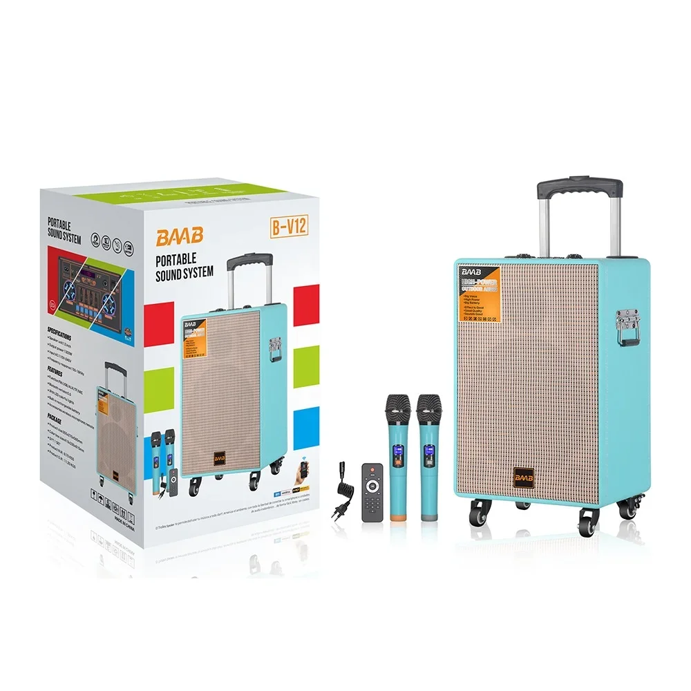 2026 Portable Wireless PartyBox Boombox Super Bass RGB LED Lighting Battery Power-Blue Tooth Trolley Speakers For Deep Bass Part