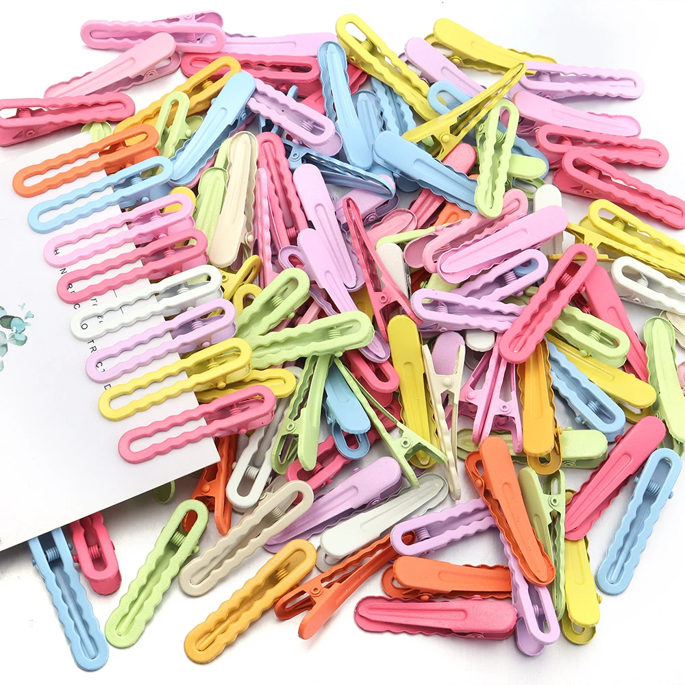 30pcs 5cm Candy Colored Hair Clips Women Girls Metal Hairpins Hollow Bangs Side Clip for Makeup Hair Styling Hairgrip Wholesale