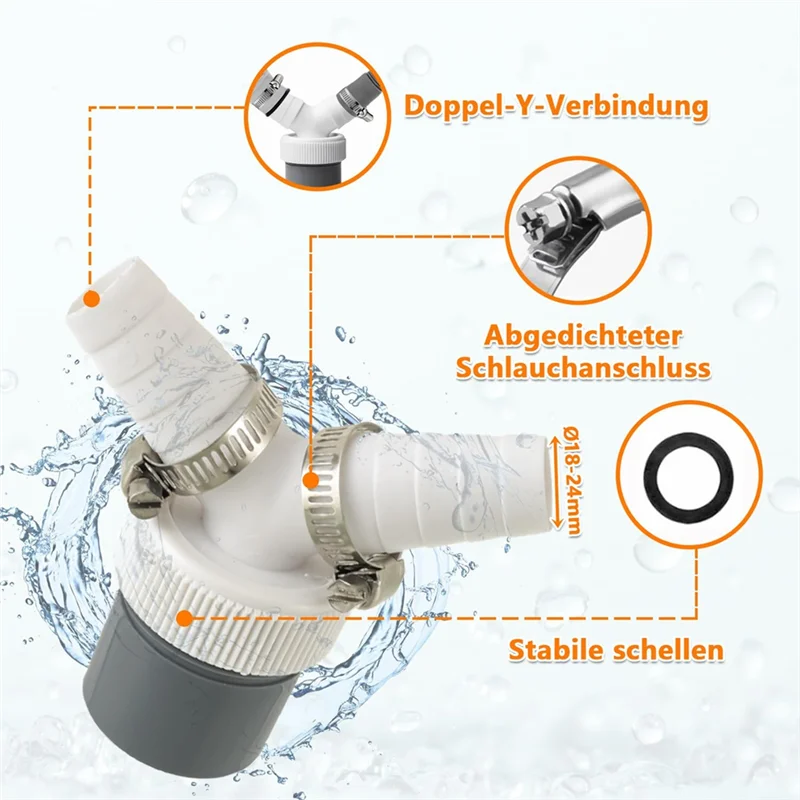 X17A 2025 NEW-Washer Drain Y-Shaped Fork Extension Tube Adapter Converter, 40Mm, Compatible With Major Household Washing Machine