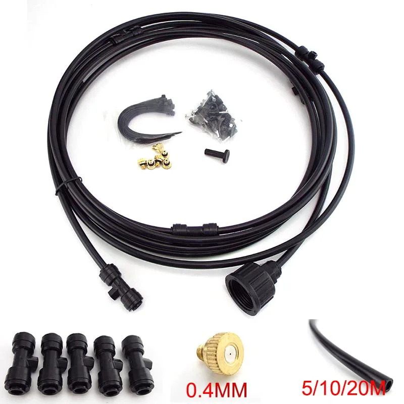 10/20M 1/4'' 6.35mm Garden water Pipe Misting Cooling fog hose tube System Kit For Greenhouse Patio Waterring Irrigation Mister