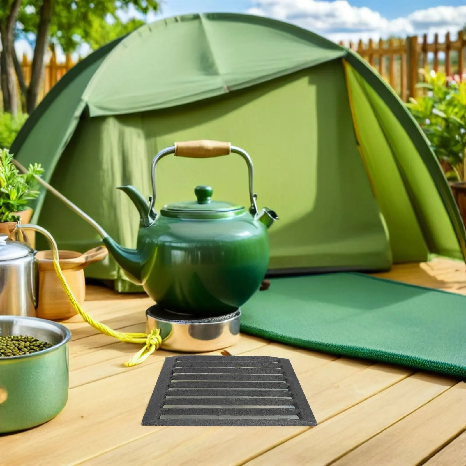 Cast Iron Barbecue Mesh Rectangle Grill Sheet Outdoor Cooking Rack Fire Grate Replacement Bbq Grill Net for Camping Gatherings