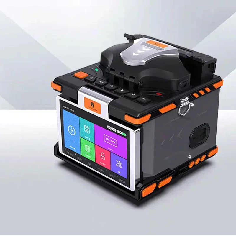 M5 optical fiber fusion splicer with touch screen OPM and VFL available in English, French, Spanish, Portuguese,Russian Italiano