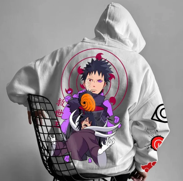 سترة بغطاء للرأس بطباعة الرسوم المتحركة Naruto للرجال لصيف 2025 من القطن للجنسين ملابس غير رسمية