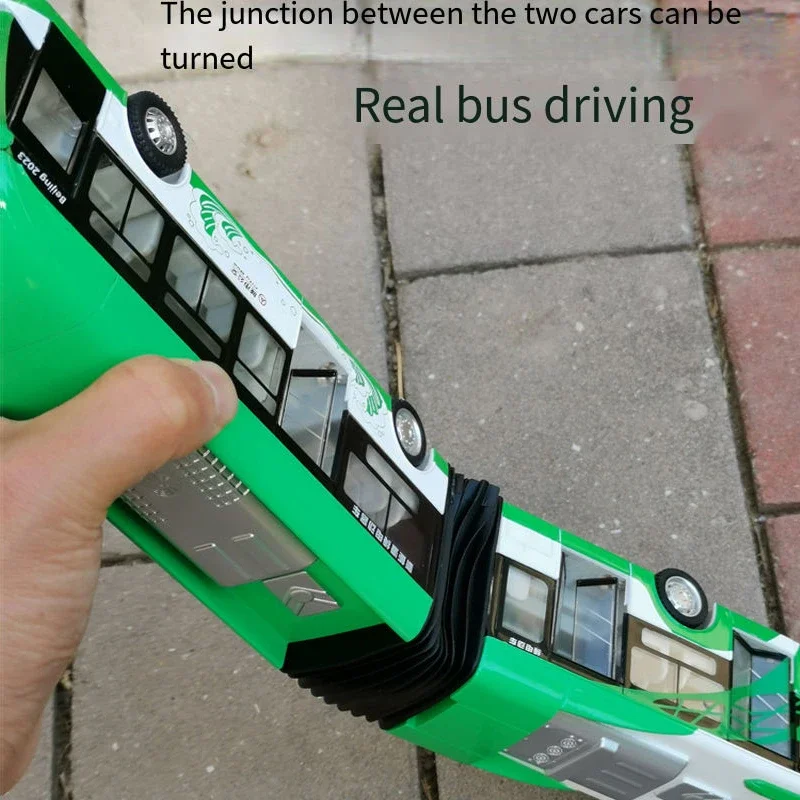 관절형 이중 섹션 버스 자동차 모델 소년을 위한 소리와 빛 컬렉션 장난감을 당겨라