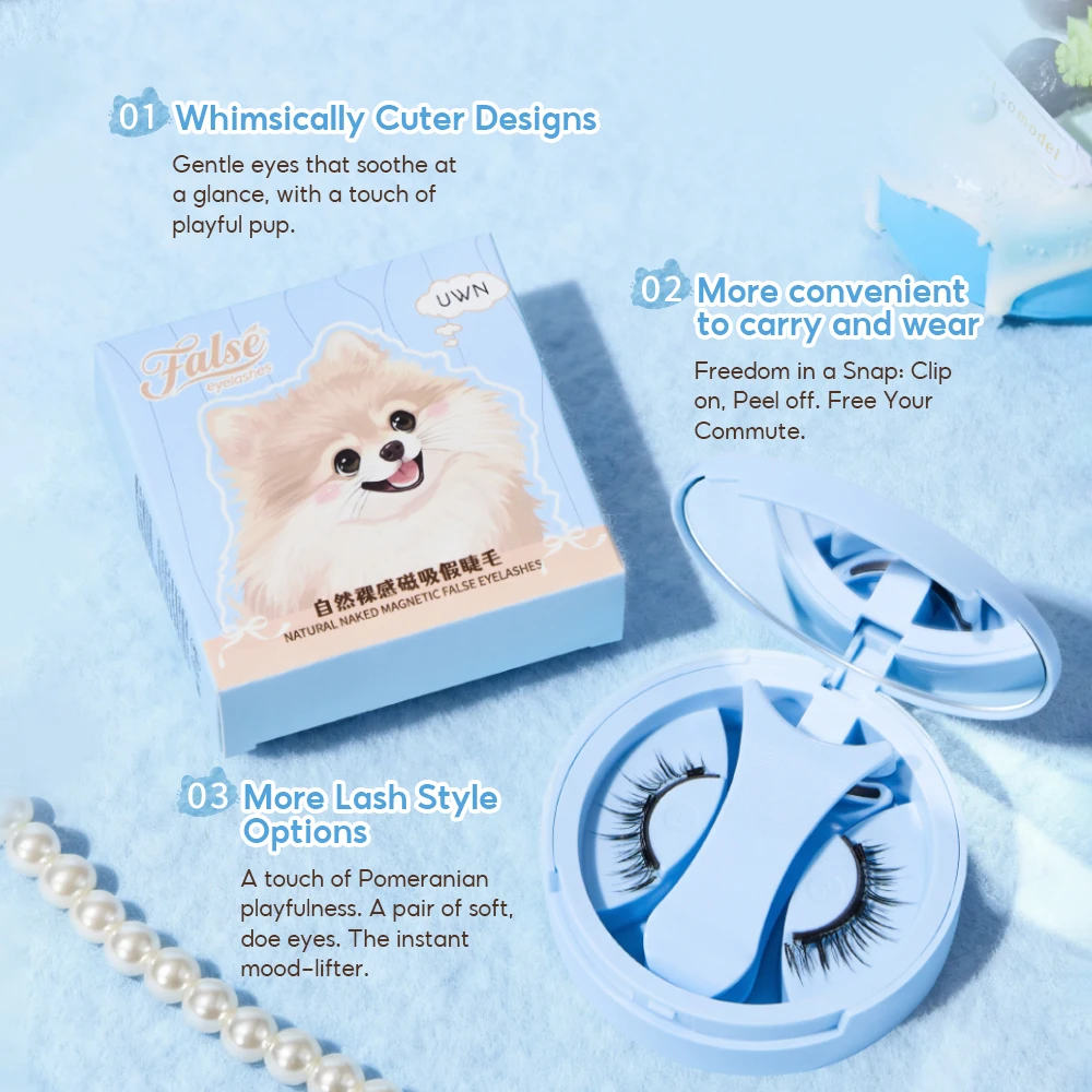 Magnetic False Eyelashes 1 Pair Reusable Natural Thick Upper Eyelashes with Magnetic Tweezers for Easy Clip-on Application