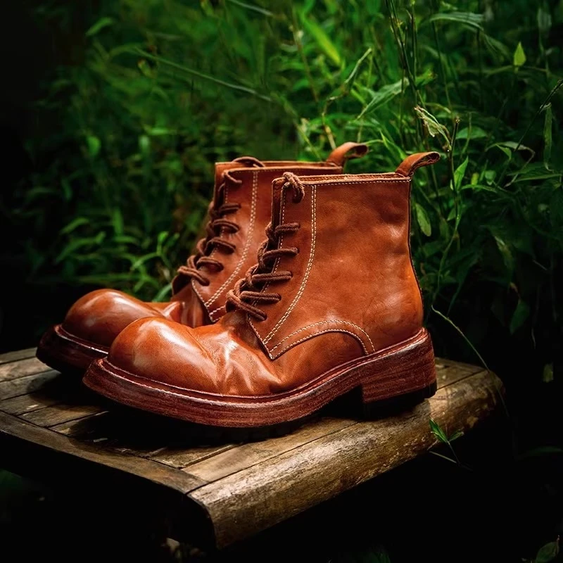 

Дизайнерские модные повседневные ботильоны из натуральной кожи, женская обувь ручной работы на шнуровке, рабочие уличные мотоциклетные ботинки челси, женские