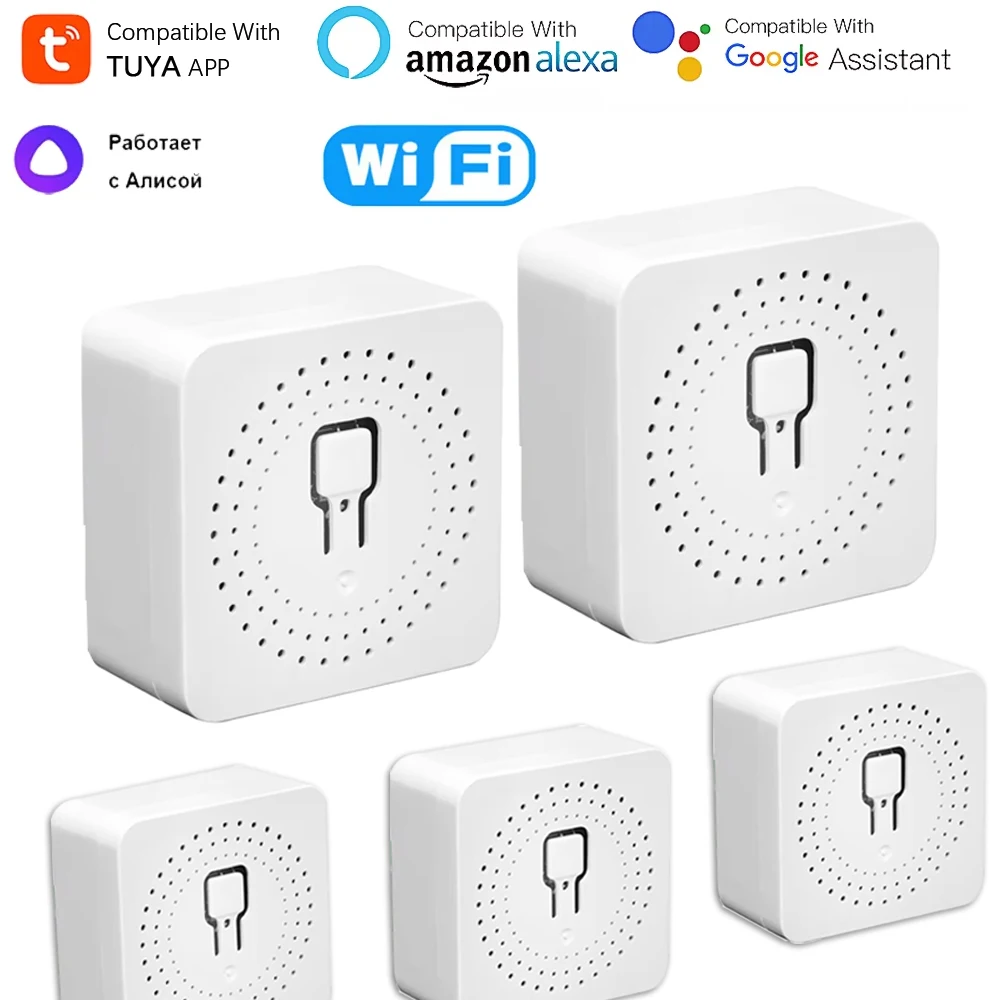 

Умный переключатель TUYA Mini 16A Домашняя лампа DIY 2-канальный пульт дистанционного управления с приложением Alice, Alexa и Google Assistant Smart Life