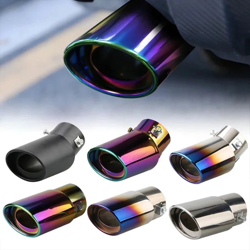 Universal End Muffler Car Exhaust Tips Chrome Stainless Steel Exhaust Pipe Vehicle Modify Rear Throat DIY Parts Auto Accessories