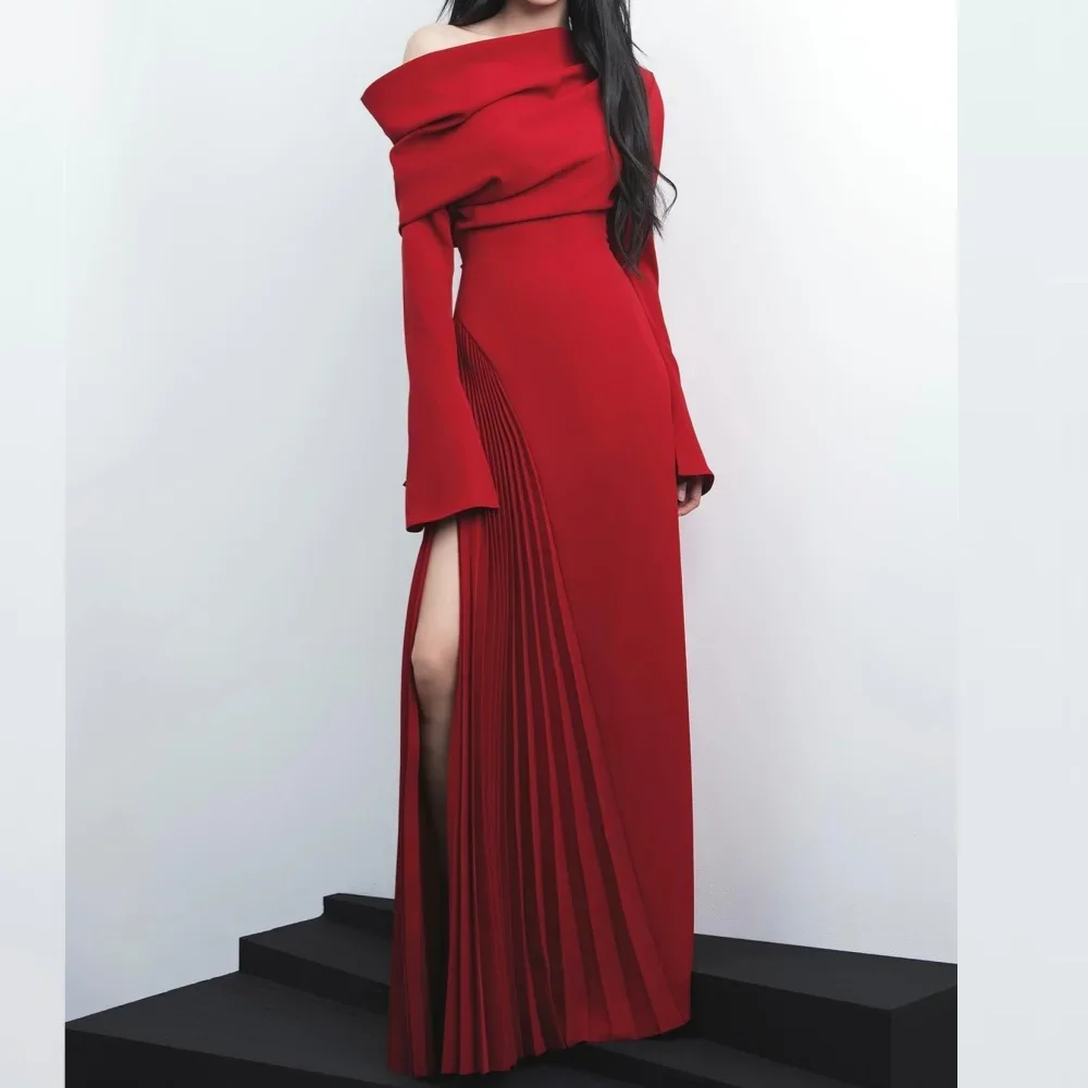 Customized Jersey Ruched Evening A-line One-shoulder Bespoke Occasion Gown Long Dresses