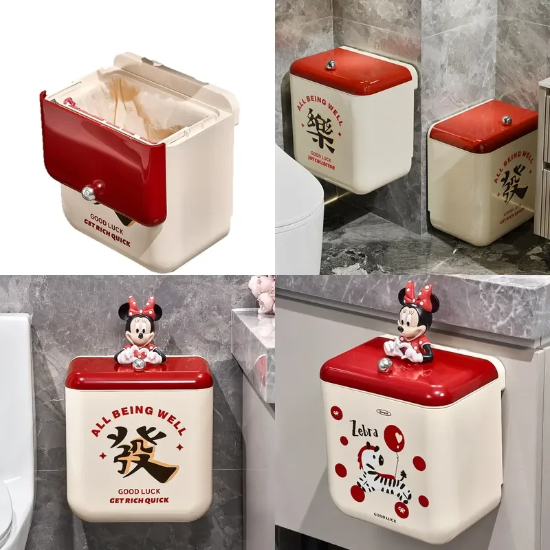 Suction Cup Trash Can with Lid Large Capacity Bathroom Toilet Gap Bin Household Sanitary Waste Bucket for Narrow Spaces