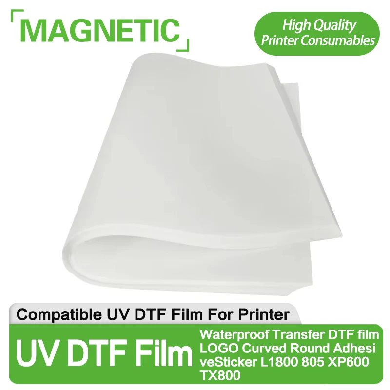Uv dtf סרט 6090 4060 a3 a4 uv מדפסות עמיד למים dtf סרט לוגו מעוקל דבק עגול מדבקה l1800 805 xp600 tx800