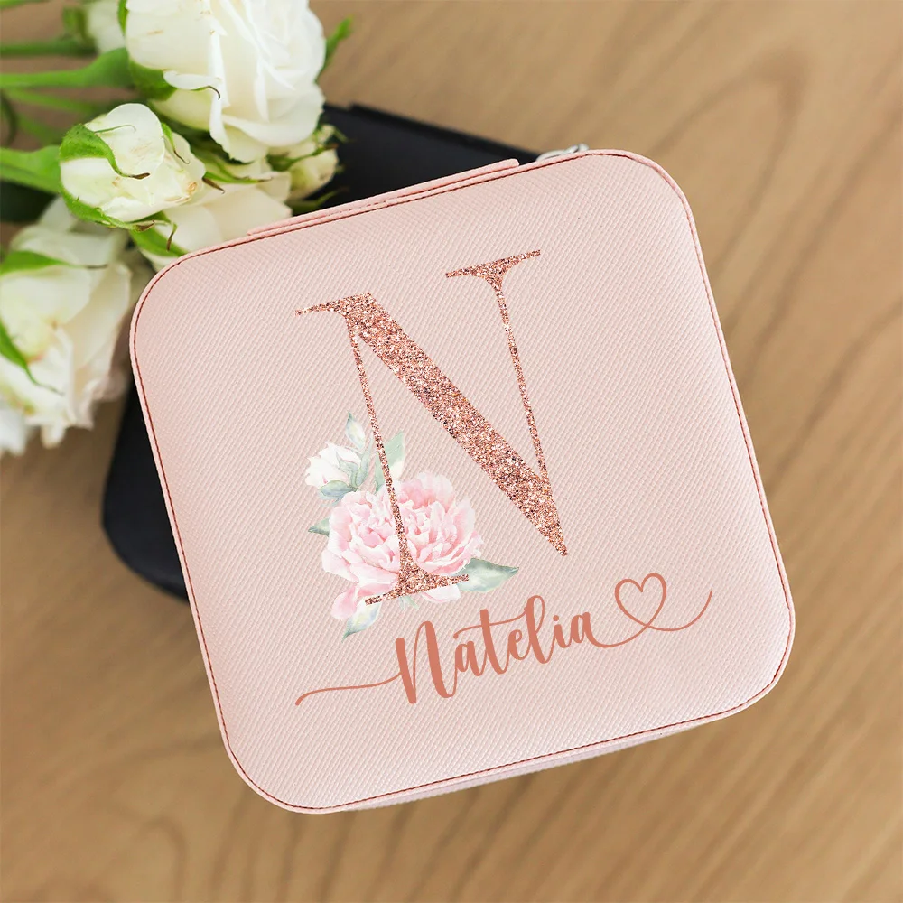 1pc Personalized Customized Wedding Bridesmaid Souvenir Jewelry Box Trendy Women Portable Jewelry Storage Organizer Bags Gifts