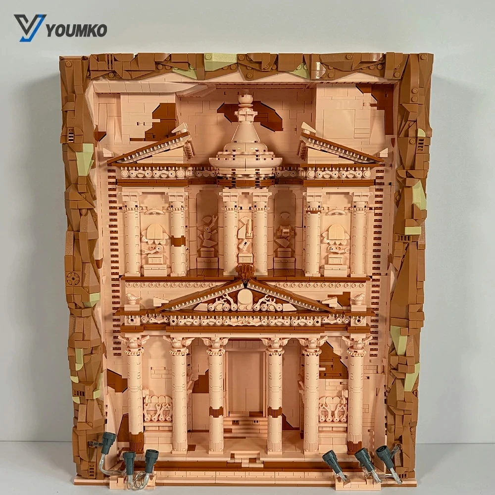 3989 Teile MOC Antike Petra-Schatzkammer Modulare Bausteine Indiana Jones Historisches Wahrzeichen Tempel-Architekturmodell Bausteine DIY-Montage-Spielzeug für Erwachsene Weihnachtsgeschenk