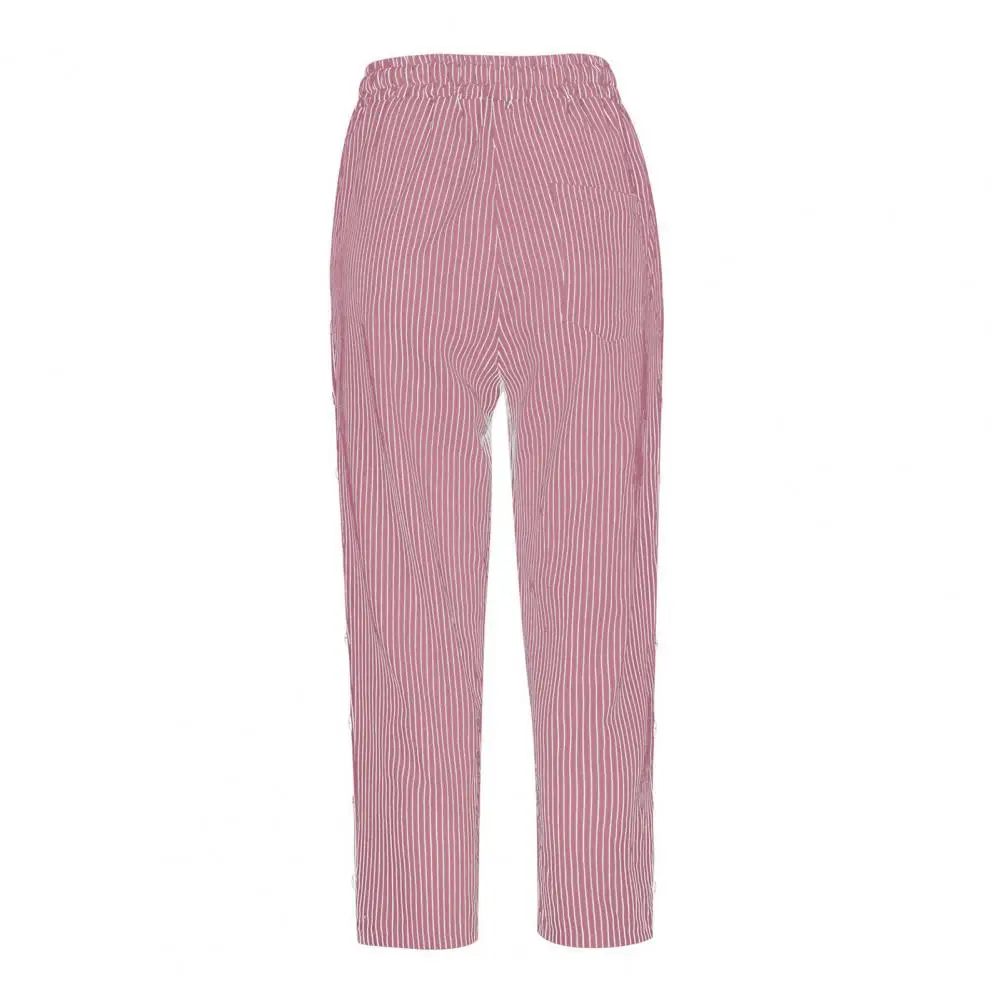 Pantaloni corti da donna eleganti pantaloni corti a righe verticali da donna con tasche elastiche in vita con coulisse pantaloni estivi da donna