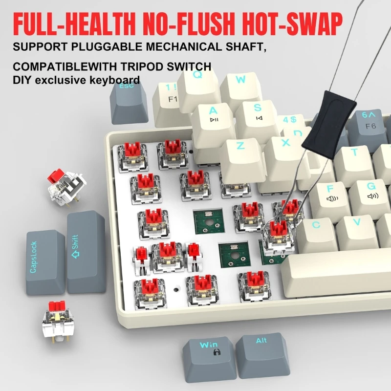 Механические игровые клавиатуры с проводом USB, 19 режимами подсветки и двойными колпачками клавиш из АБС-пластика.