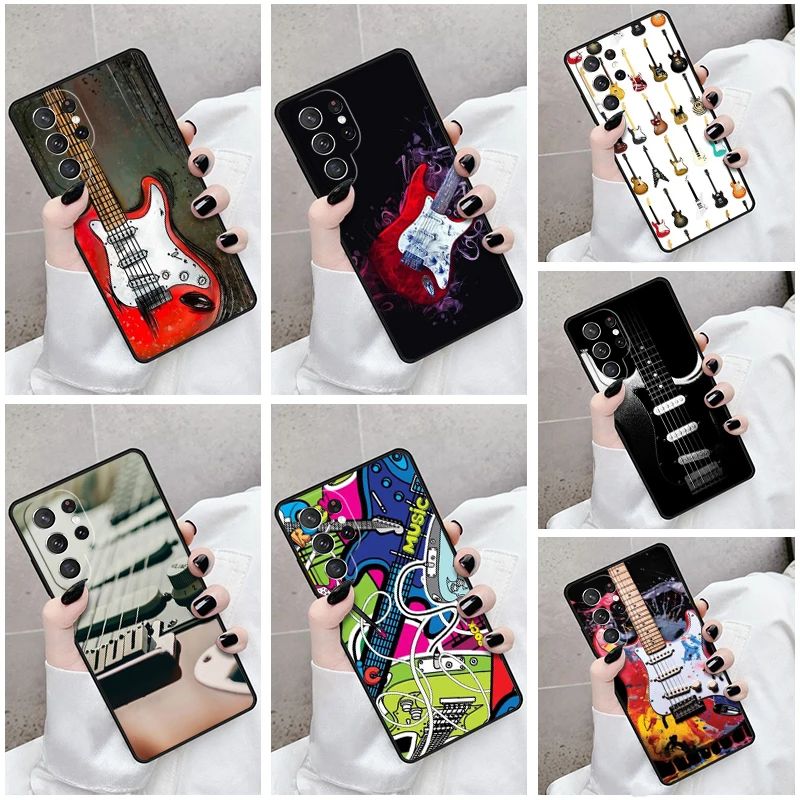 

Phone Case For Samsung Galaxy S24 S23 S21fe S22 Ultra Plus Note 10 20 S8 S9 S10 Cover Electric Guitar Music Design