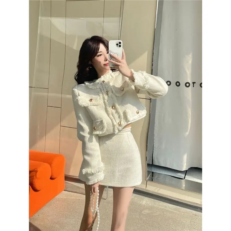 

UNXX Chic Style Suit Dress Two-piece Set Korean Design Sense Slimming Chic Style Short Jacket French Lady Elegant Short Skirt