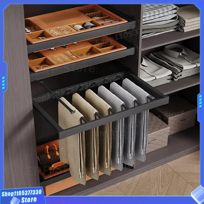 Telescopic Slide Rail Wardrobe Jewelry Box Drawer Type Storage Basket Underwear Rack Finished Lattice Multi Treasure