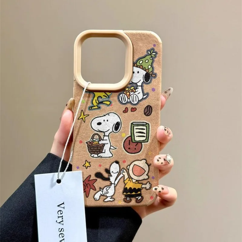 

Кожаный чехол для телефона Kawaii Snoopy для Iphone 16 15 14 Plus 13 12 11 Pro Max 16E X Xr Xs, уличная одежда, чехлы Hop Jack Funda