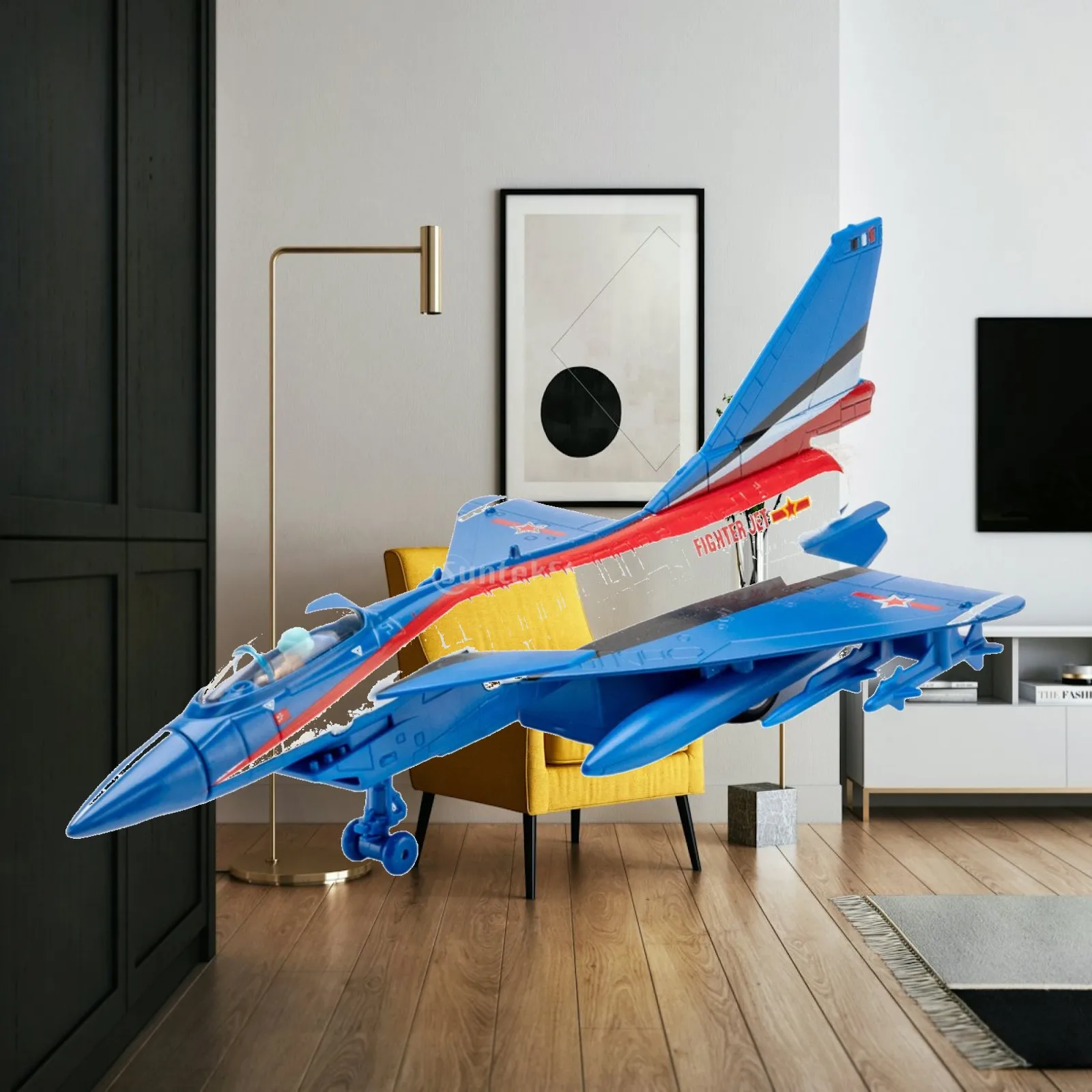 Diecast Fighter Aviation with Lights Sounds for Fireplace Tabletop Home