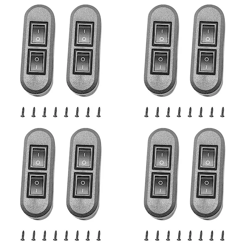 AC88-8X Embedded Wire Switch Black Duplex Switch Straight-Through Rocker Switch Suitable For Dual-Control Desk Lamp