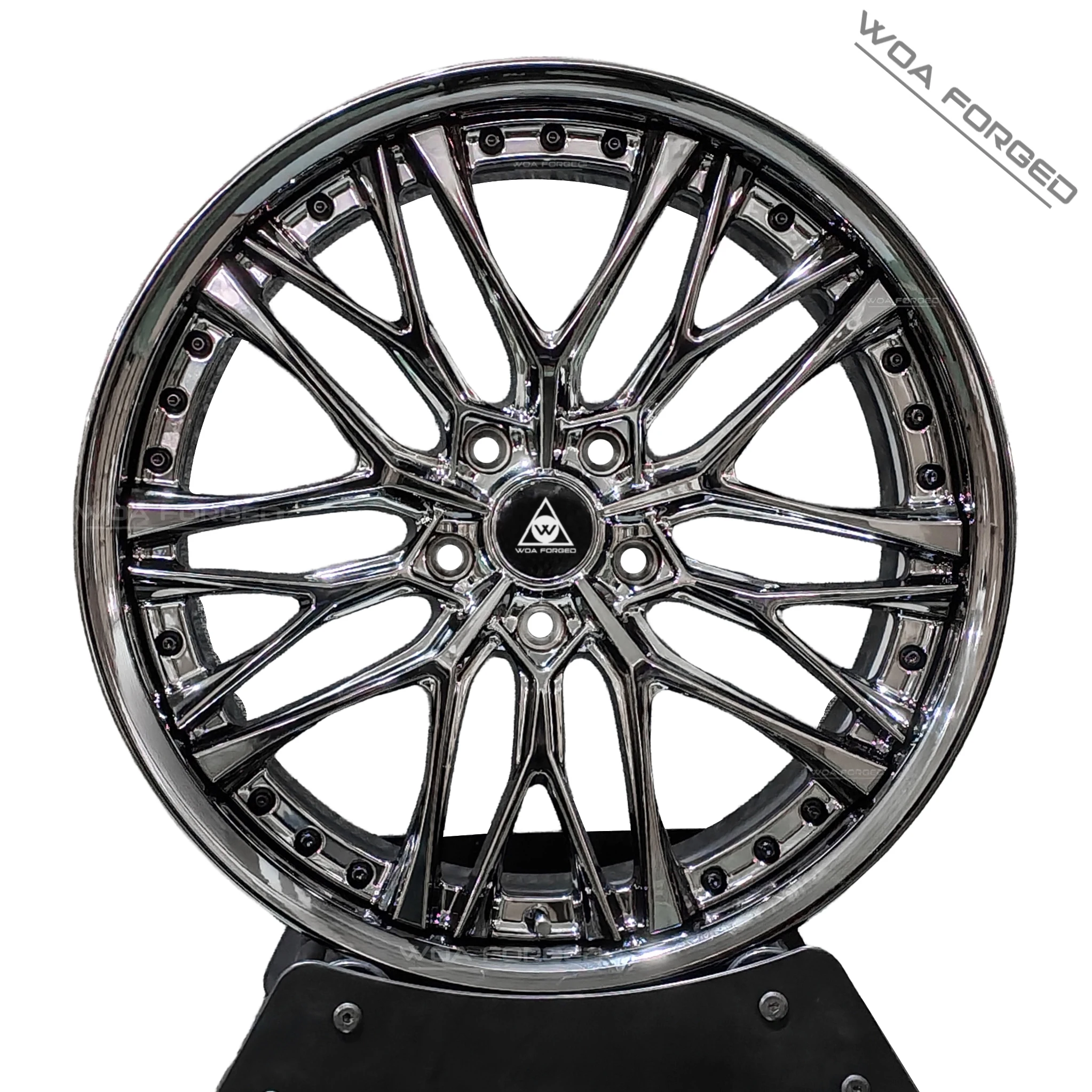 

Customized 2-piece Deep Concave Forged Aluminum Wheels 17 18 19 20 Inch Triple Chrome Multi Spoke Rims 5x112 5x120 5x130 5x139.7
