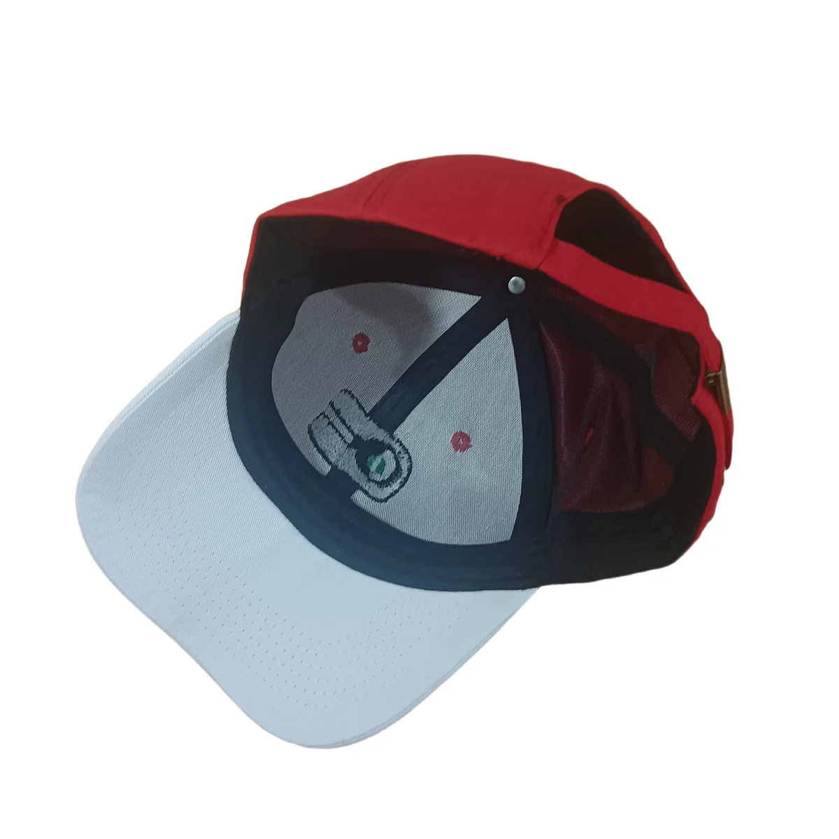 Pocketmonster Journeys Ash Ketchum تأثيري التطريز قبعة قبعة بيسبول بيضاء حمراء