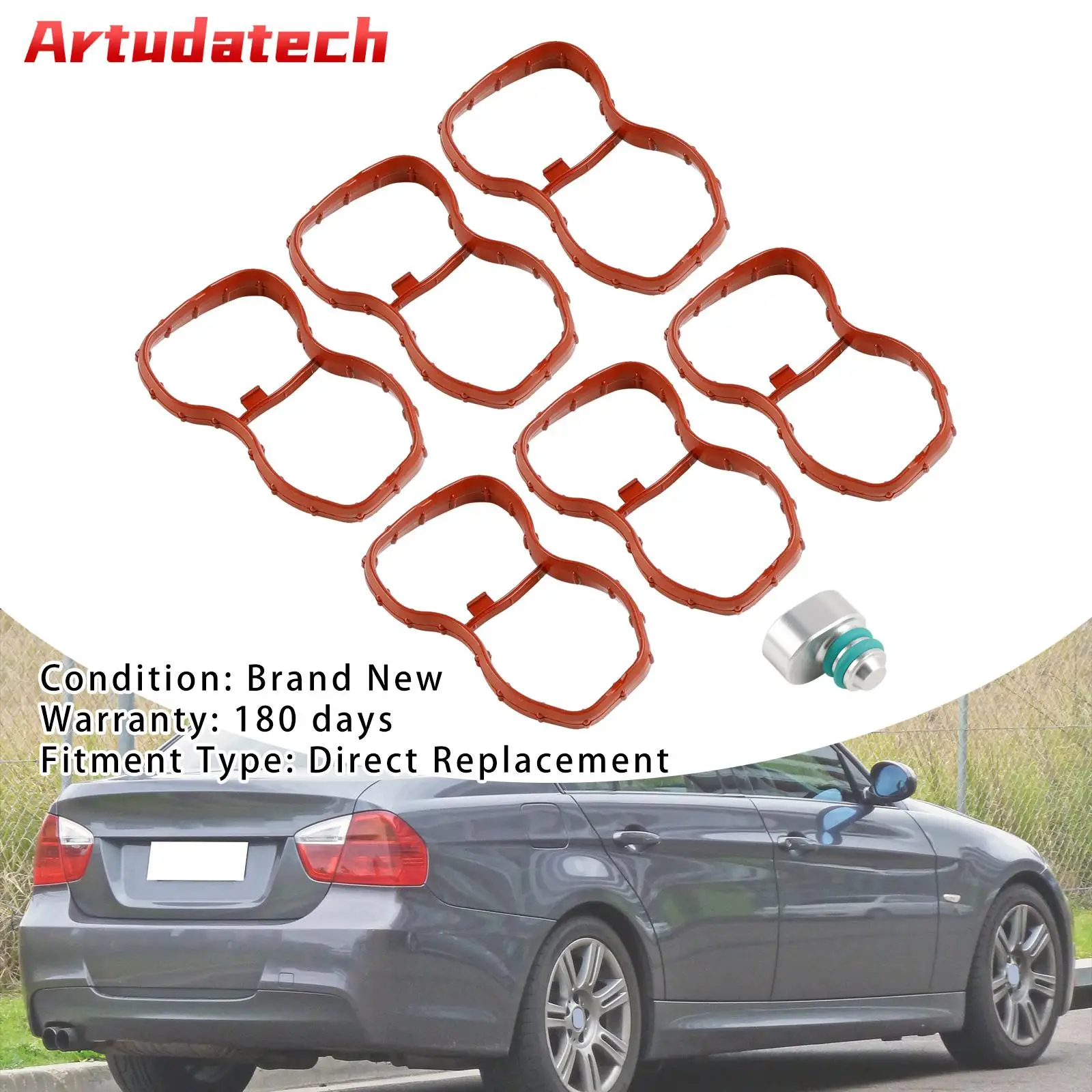 Artudatech 6PCS Intake Manifold Gasket 1167807480 Fit BMW E90-93 F10 F11 F07 X5 X6 N57