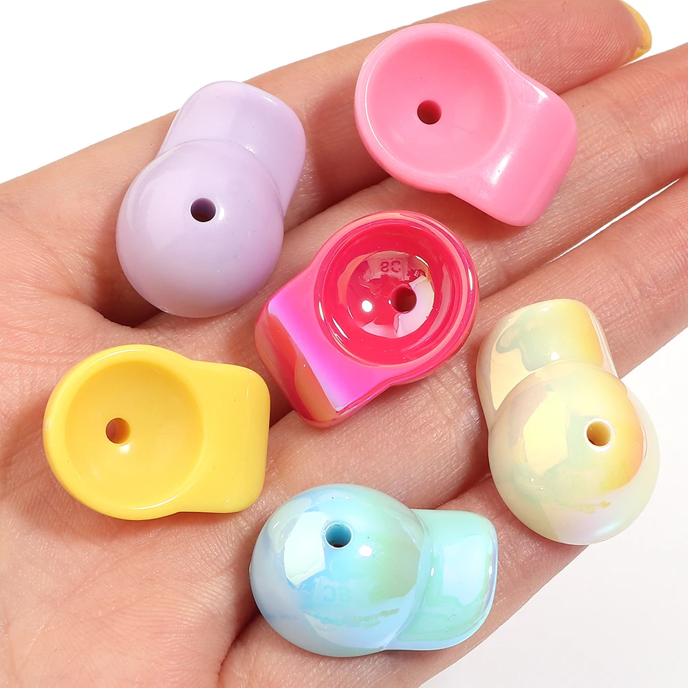 20pcs Candy Color Peaked Cap Acrylic Beads Duck Hat Loose Beads For DIY Jewelry Making Pendant Keychain Phone Chain Accessories