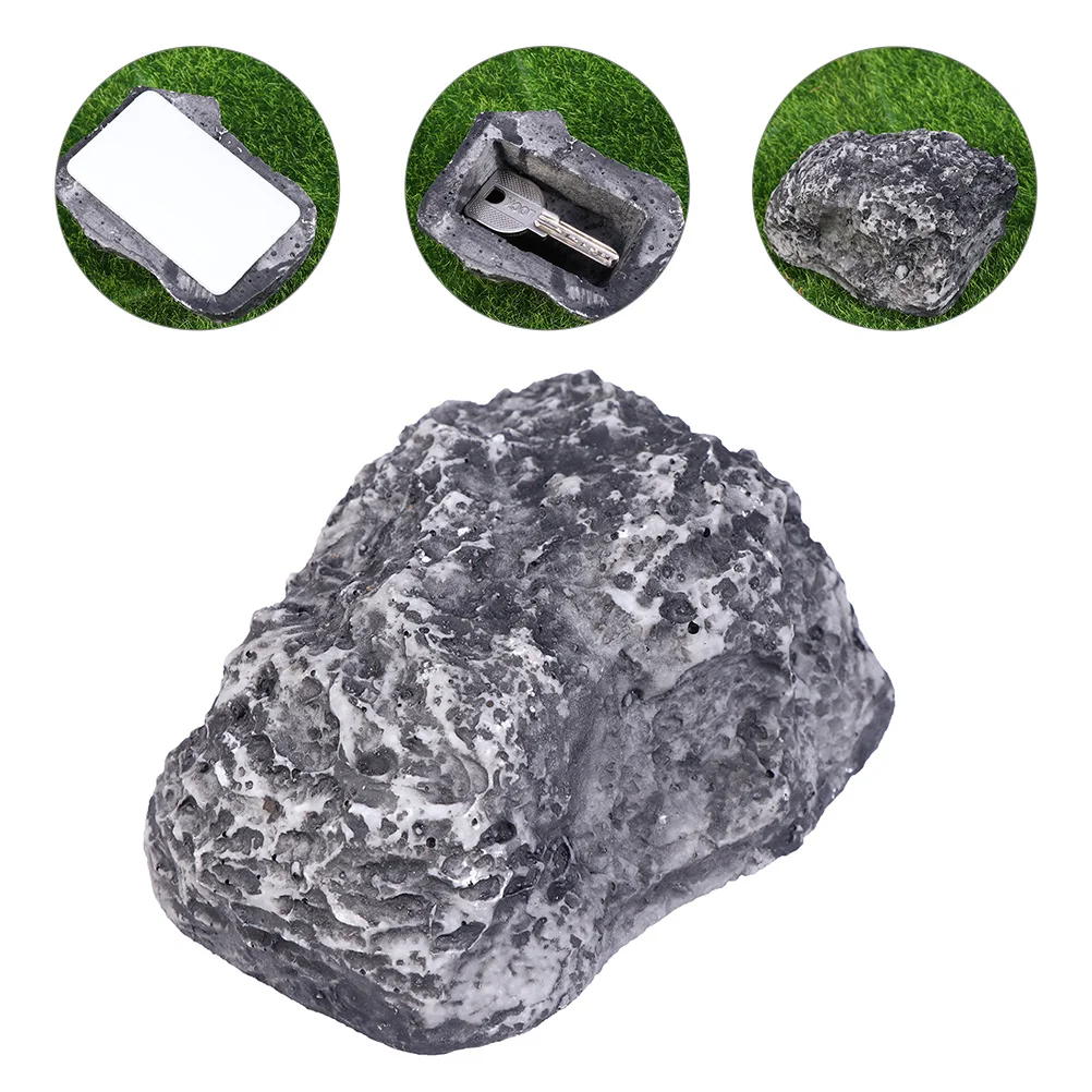 

2 Pcs Resin Key Hider Hidden Stone Holder Durable Safe Storage Box Small Items Container Outdoor Use Simulated Rock Secure Key