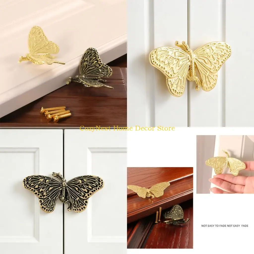

92MF Romance Butterfly Shaped Metal Handles Corrosion Resistant Pulls Decors for Furniture Drawers Cabinets & Closet Door