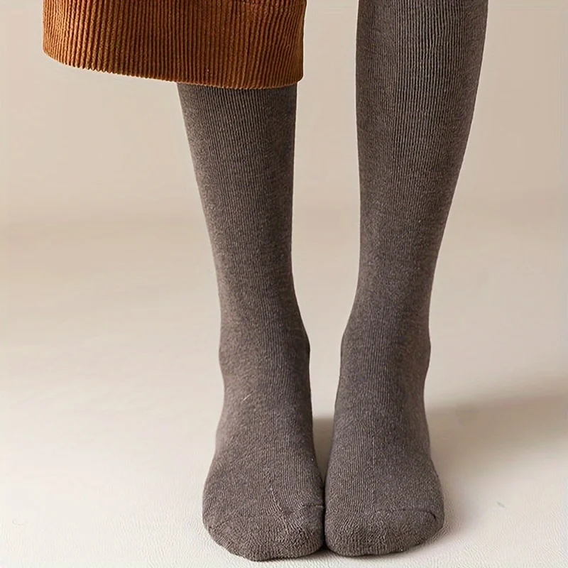 ถุงเท้ายาวคละสีแบบสุ่ม 5 คู่ - ถุงเท้าผสมผสานความอบอุ่นหนาสำหรับฤดูใบไม้ร่วงและฤดูหนาว LJM