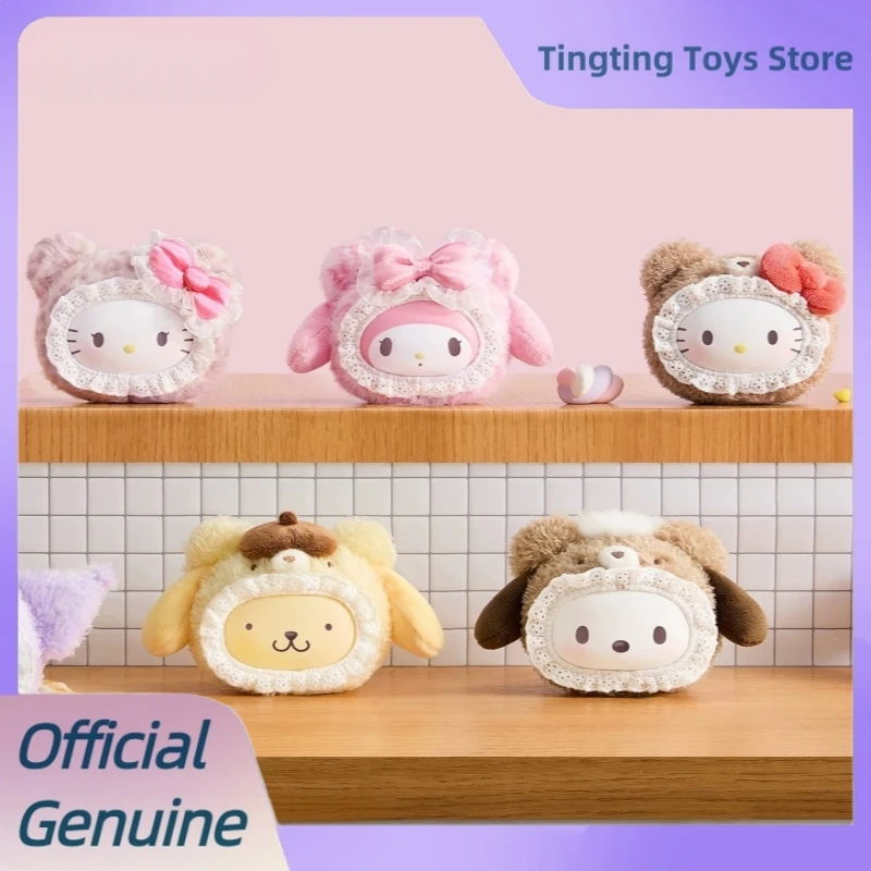 

Genuine Sanrio Fluffy Teddy Bear Series Mystery Box Kawai Vinyl Plush Pendant Dolls Kuromi My Melody Blind Box Figure Toys Gifts